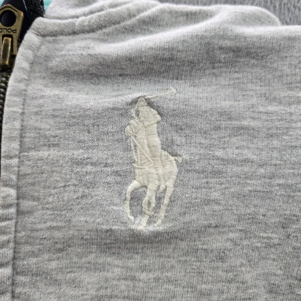 Ralph Lauren Boy Hoodie 3/3T Gray Big Pony Embroidered Zipper Long Sleeve‎